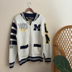The Wild Collective Sportswear Michigan State Wolverines Zip Up Varsity Sweater